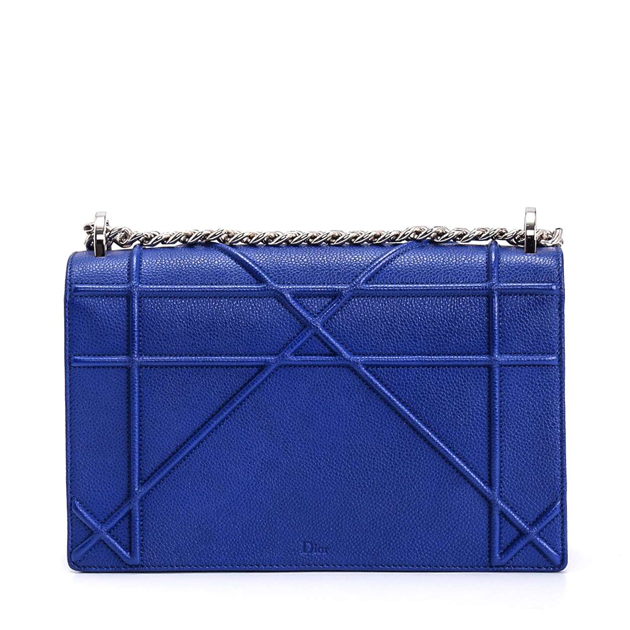 Christian Dior - Saks Blue Calfskin Leather Dioroma Flap Medium Shoulder Bag